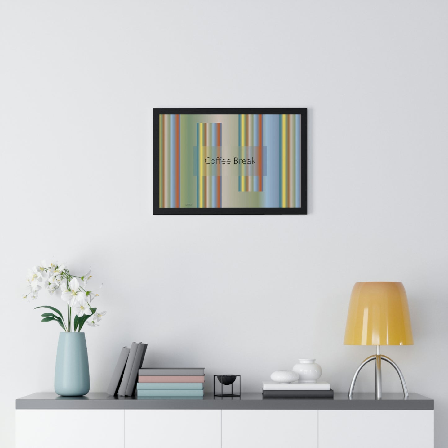 Premium Framed Horizontal Poster, 18“ × 12“ Coffee Break - Design No.200