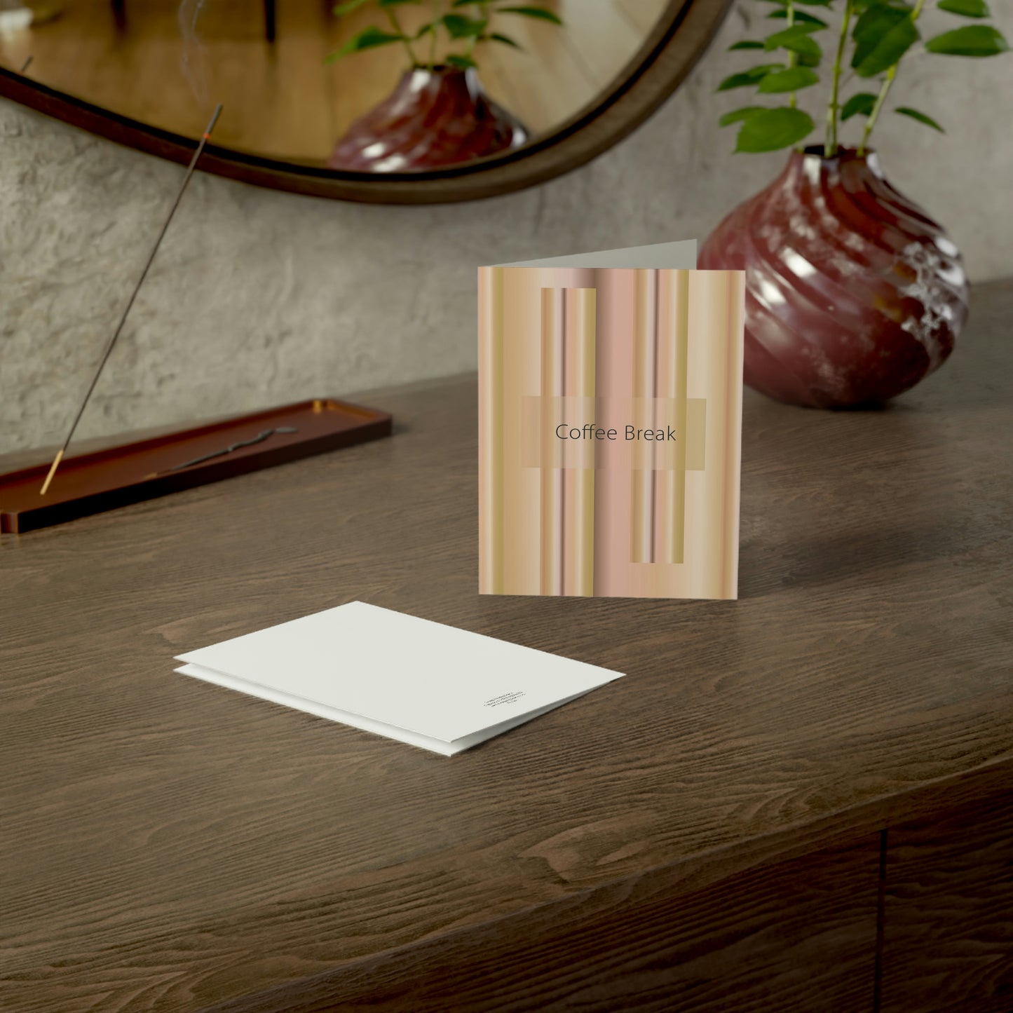 Folded Greeting Cards Vertical (1, 10, 30, and 50pcs) Coffee Break - Design No.100