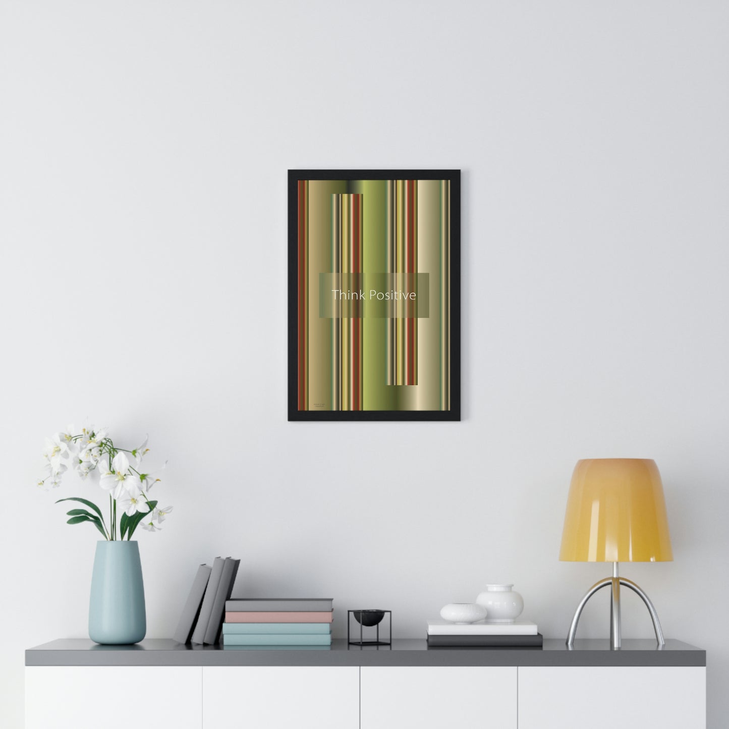 Premium Framed Vertical Poster 12″ × 18″ Think Positive - Design No.300