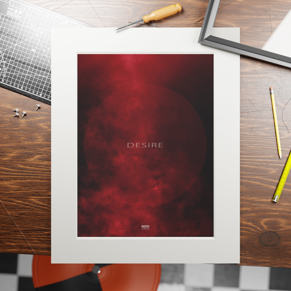 Fine Art Prints (Passepartout Paper Vertical Frame) 16" × 20" Design 'Desire'