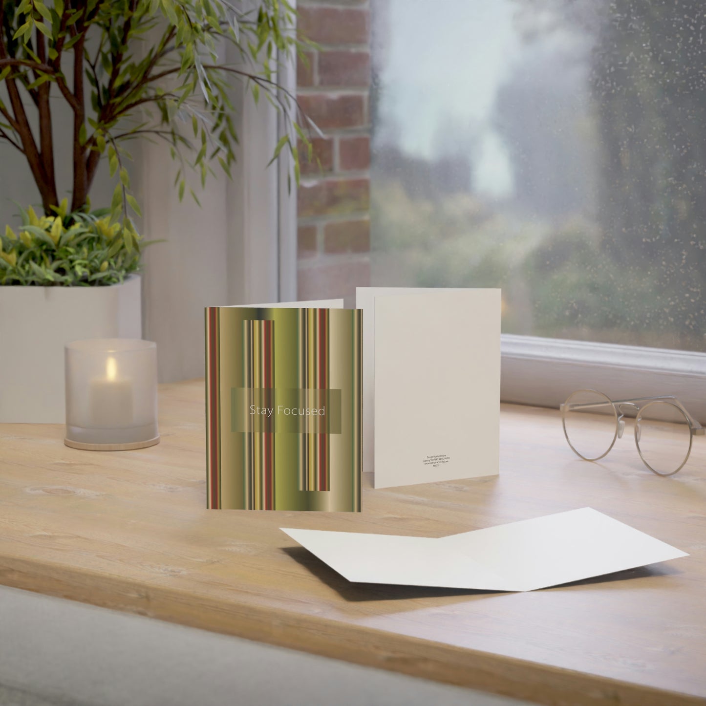 Folded Greeting Cards Vertical (1, 10, 30, and 50pcs) Stay Focused - Design No.300