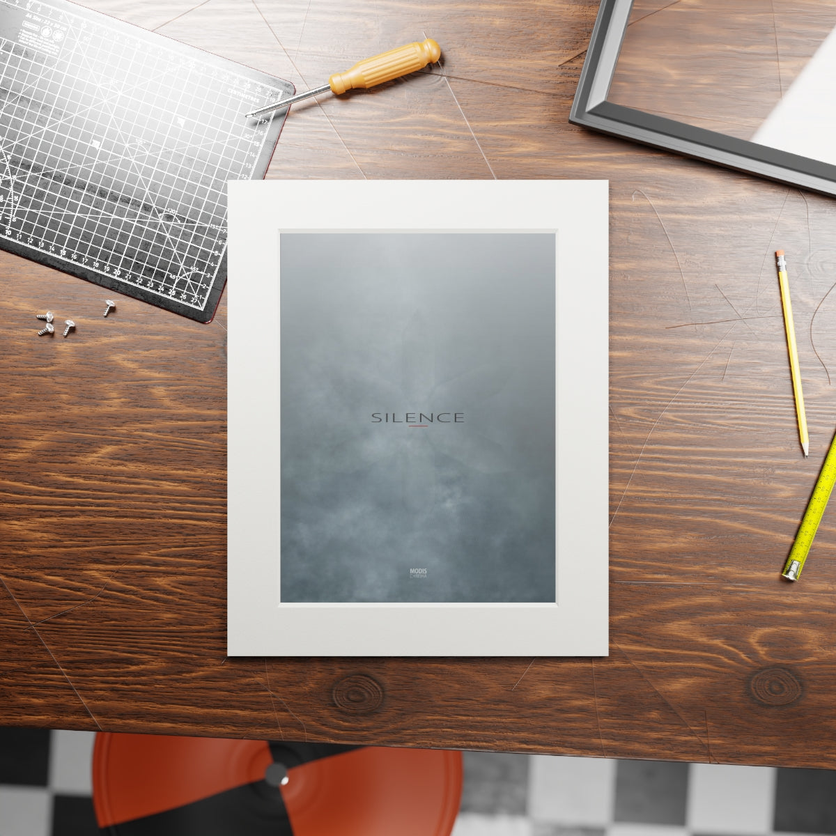 Fine Art Print (Passepartout Paper Vertical Frame) 11″ × 14″ Design 'Silence'
