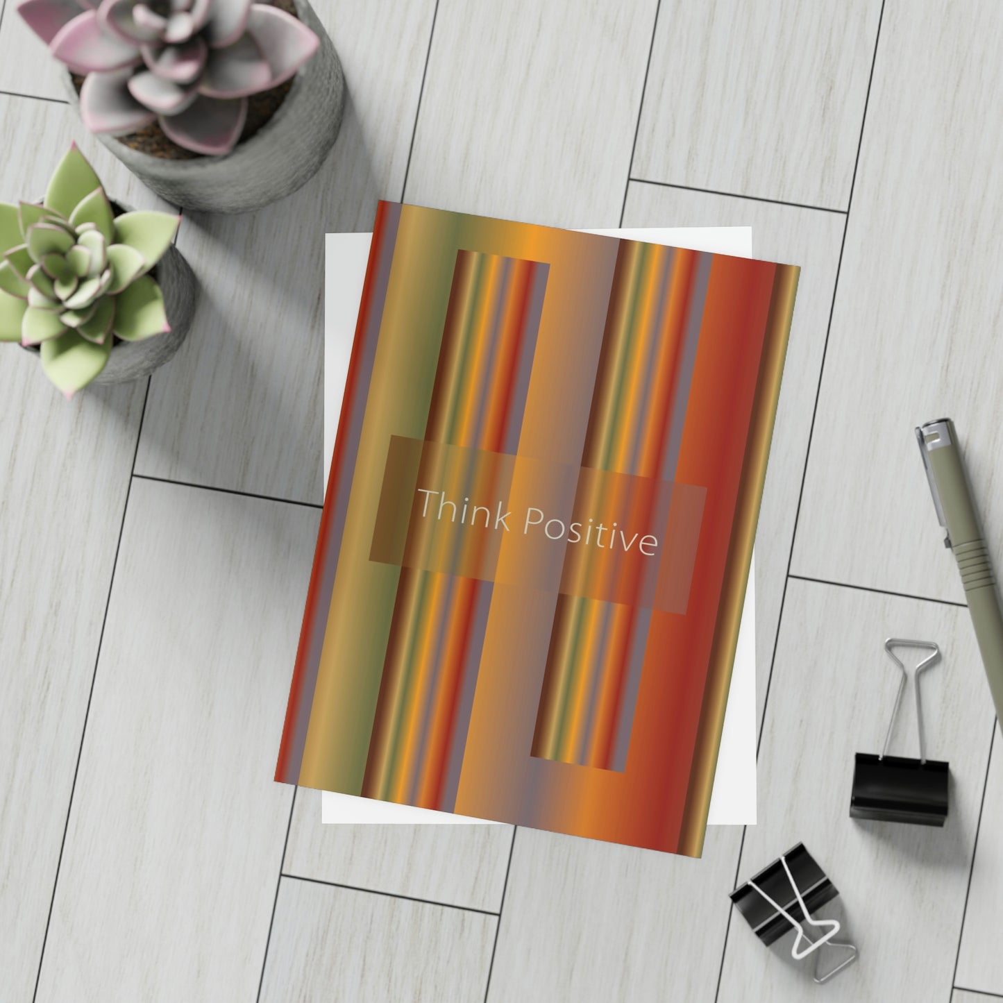 Unfolded Greeting Cards Vertical (10, 30, and 50pcs) Think Positive - Design No.1700