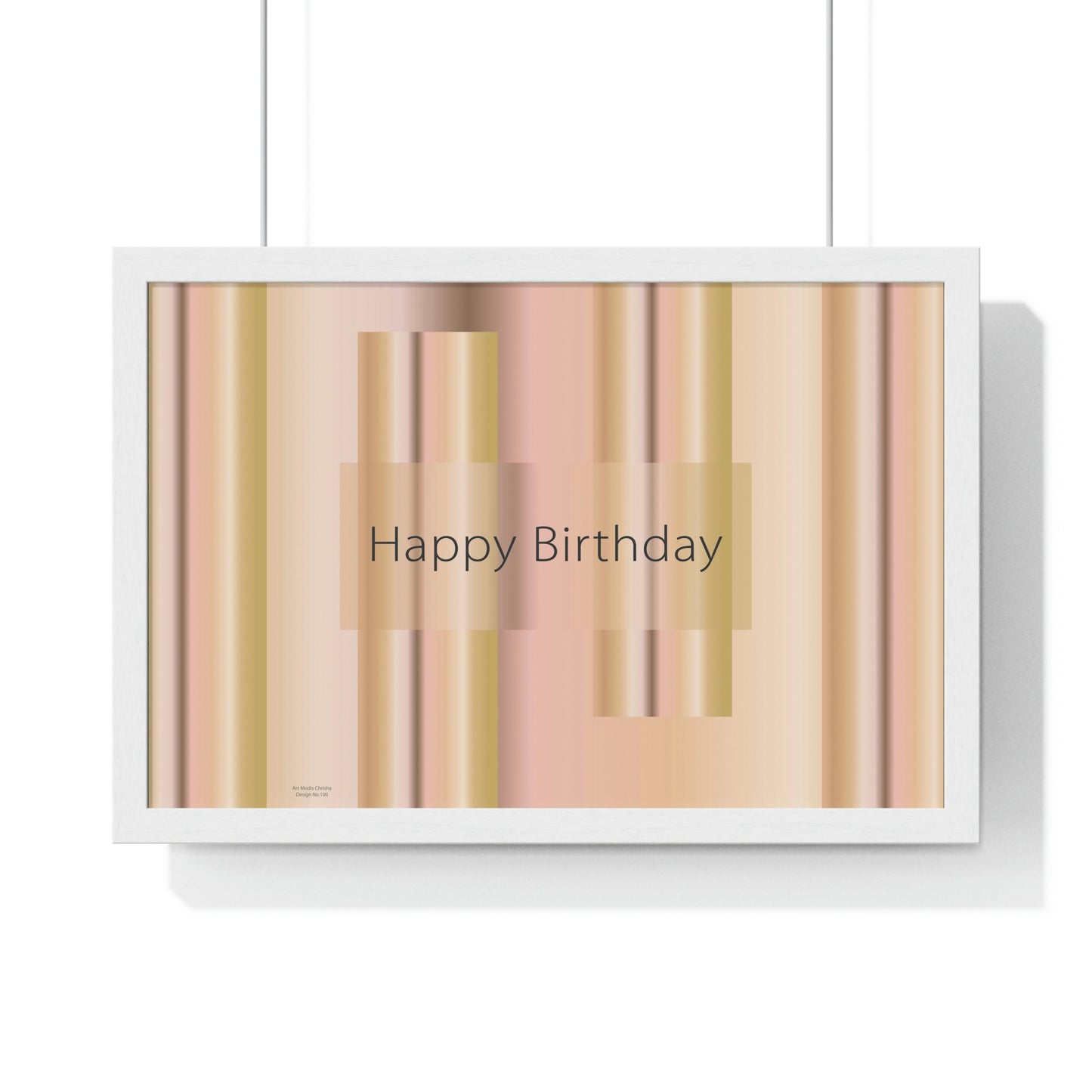 Premium Framed Horizontal Poster, 18“ × 12“ Happy Birthday - Design No.100