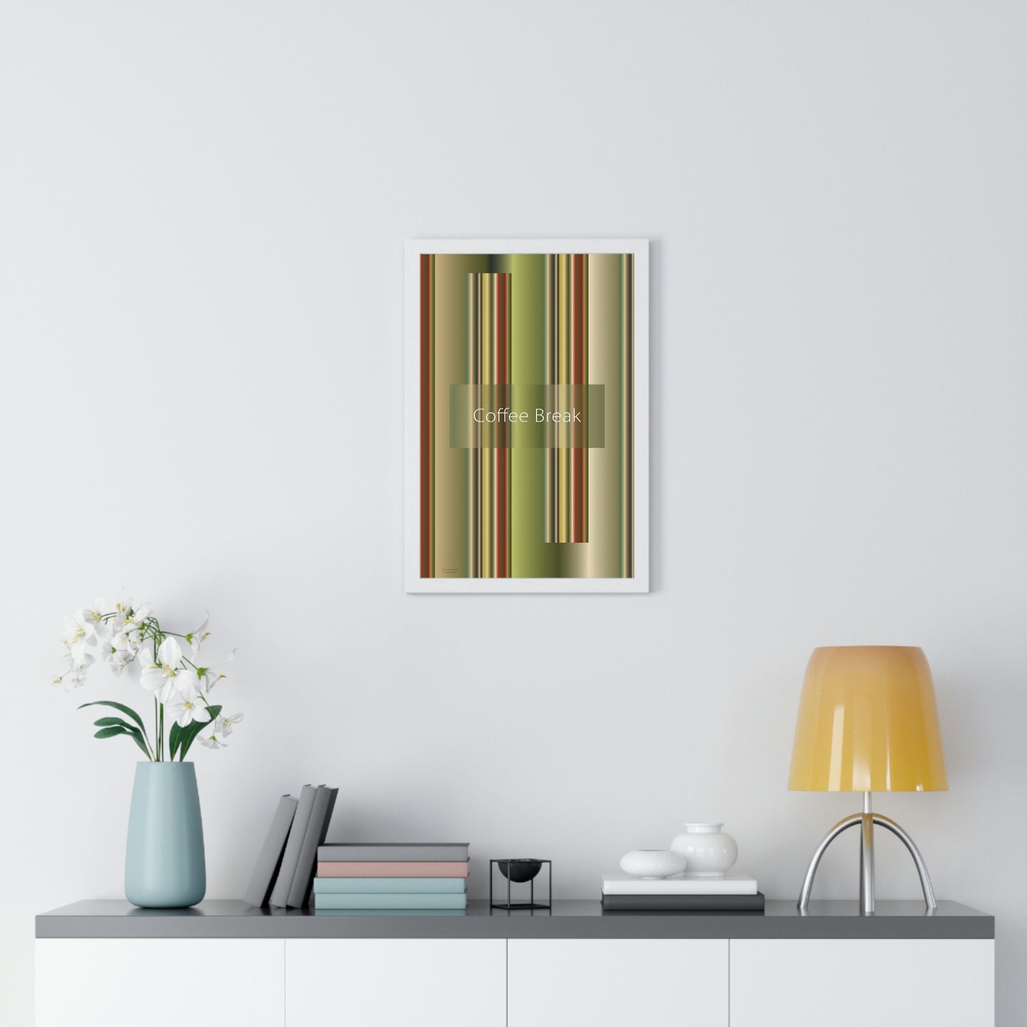Premium Framed Vertical Poster 12″ × 18″ Coffee Break - Design No.300