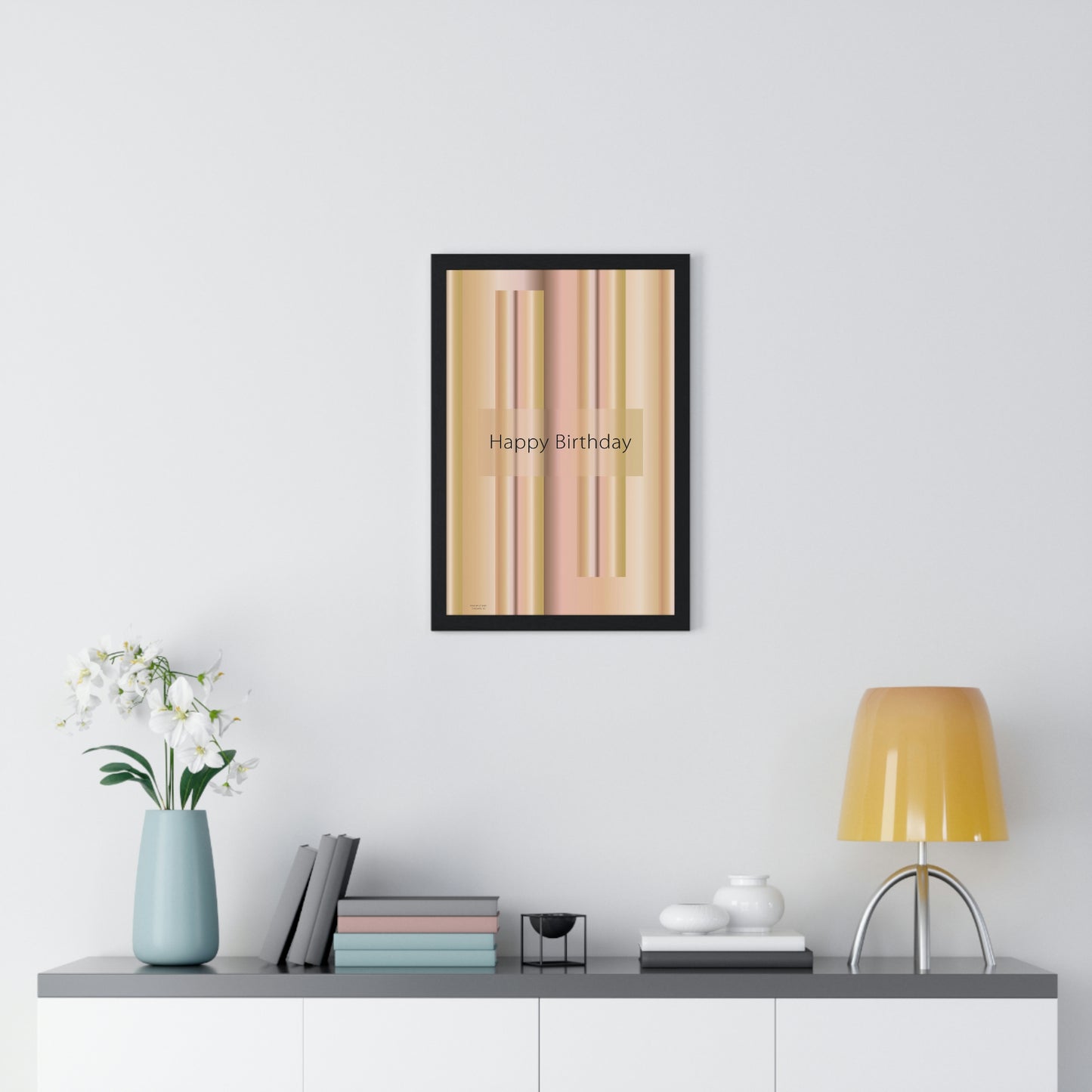 Premium Framed Vertical Poster 12″ × 18″ Happy Birthday - Design No.100