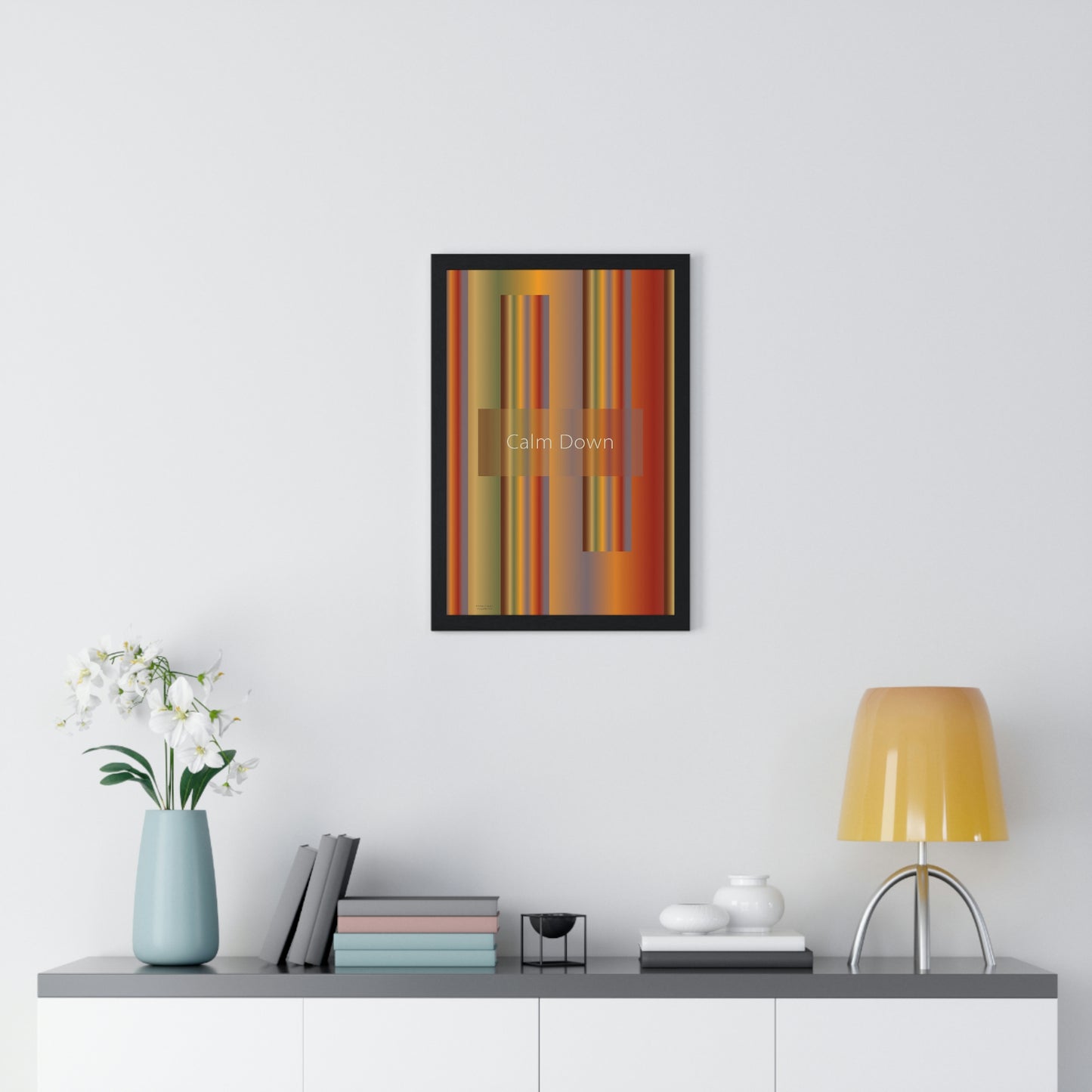 Premium Framed Vertical Poster 12″ × 18″ Calm Down - Design No.1700