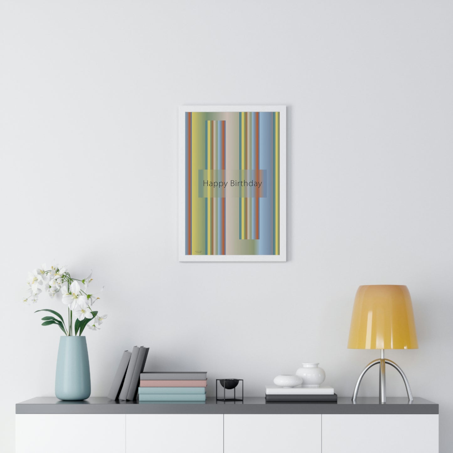 Premium Framed Vertical Poster 12″ × 18″ Happy Birthday - Design No.200