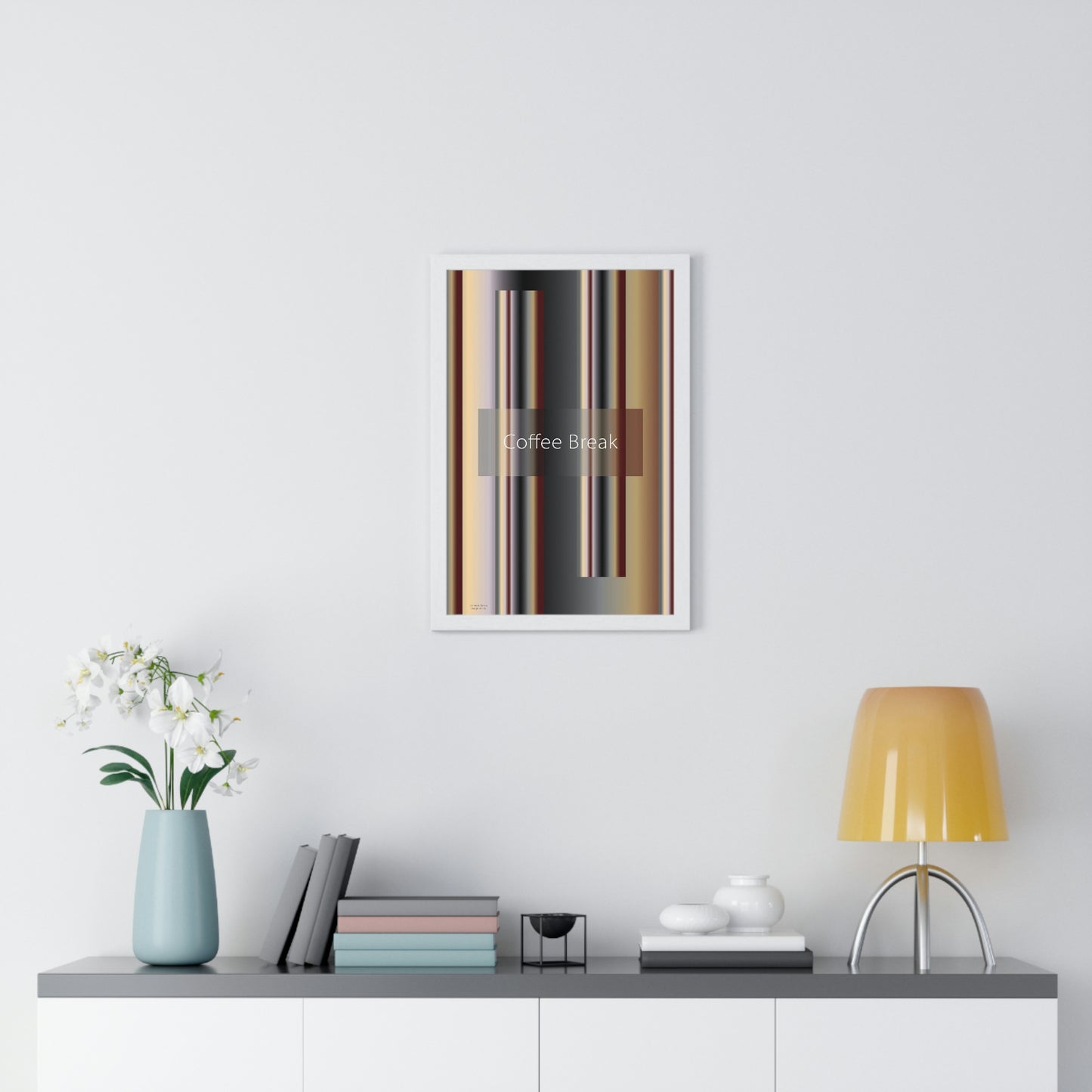 Premium Framed Vertical Poster 12″ × 18″ Coffee Break - Design No.700