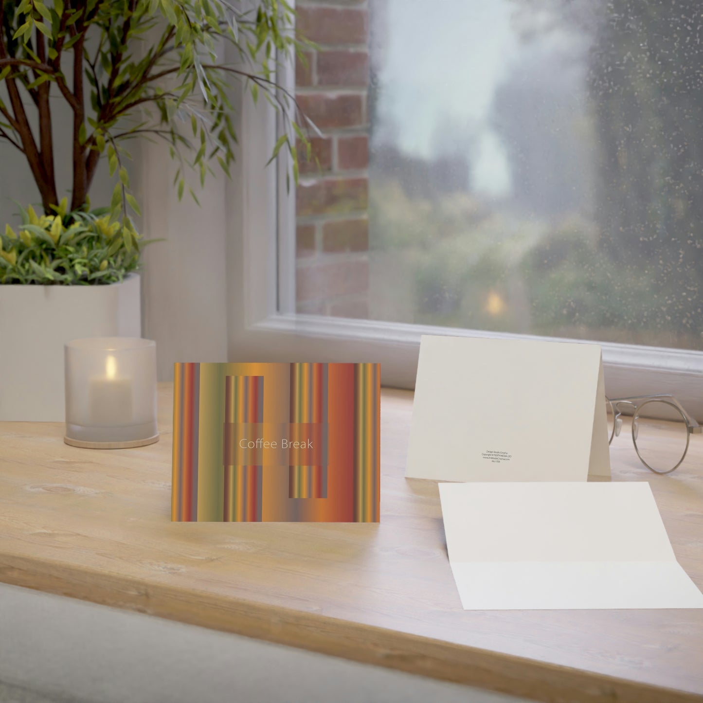 Folded Greeting Cards Horizontal (1, 10, 30, and 50pcs) Coffee Break - Design No.1700