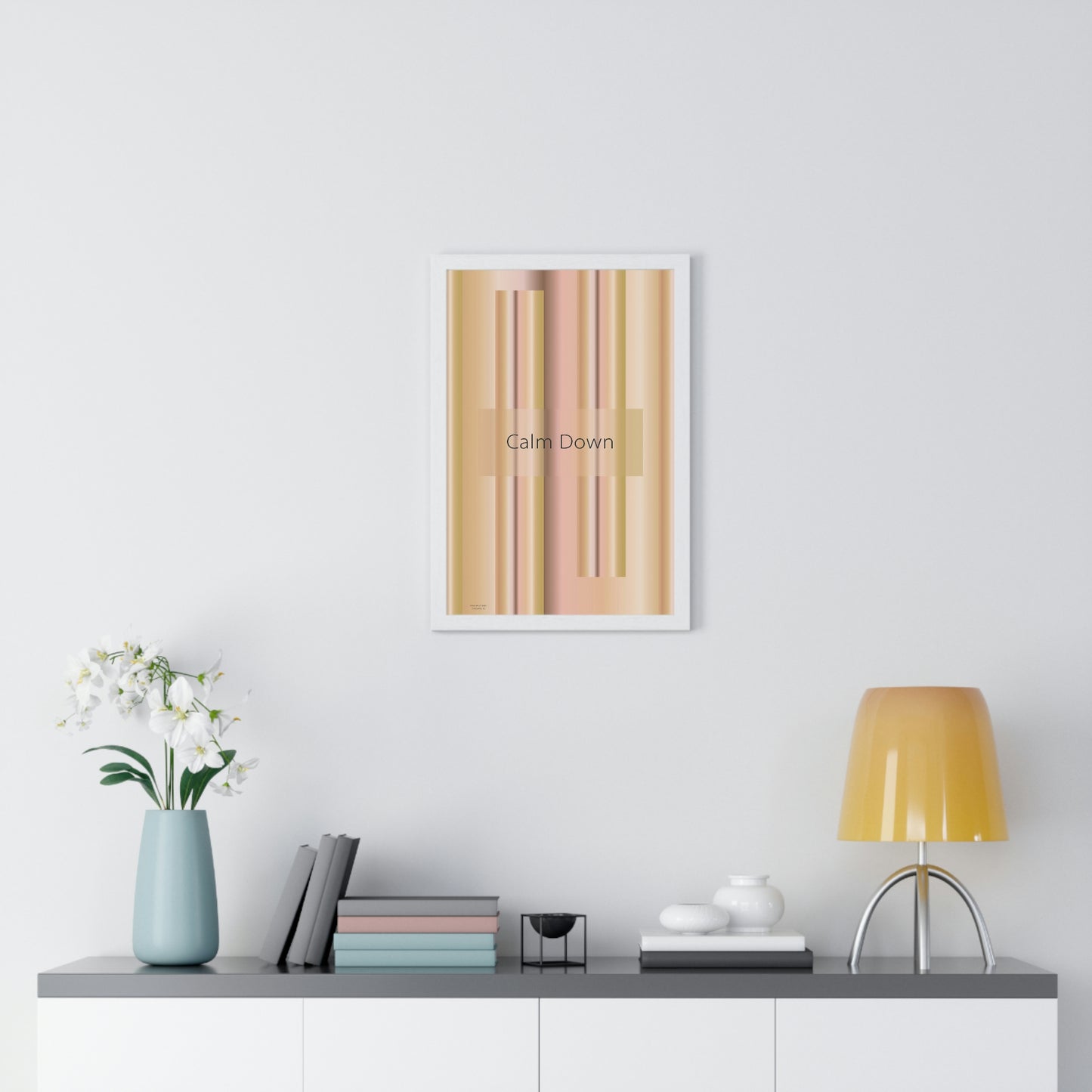 Premium Framed Vertical Poster 12″ × 18″ Calm Down - Design No.100