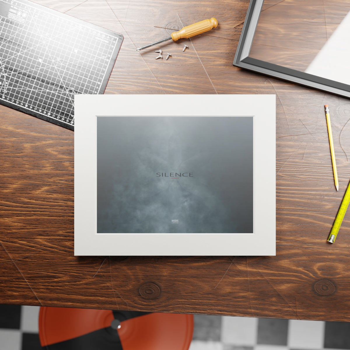 Fine Art Print (Passepartout Paper Vertical Frame) 14″ × 11″ Design 'Silence'