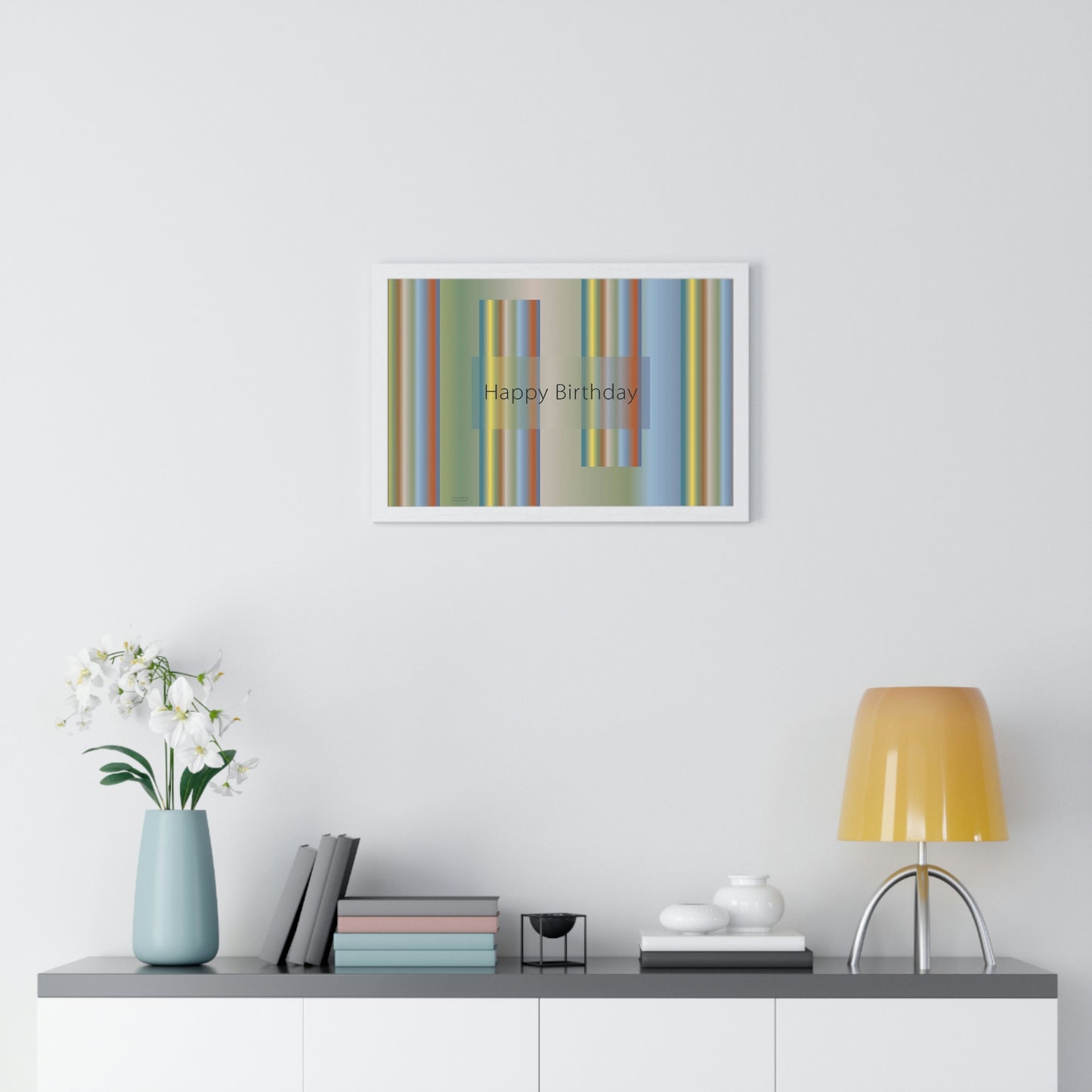 Premium Framed Horizontal Poster, 18“ × 12“ Happy Birthday - Design No.200
