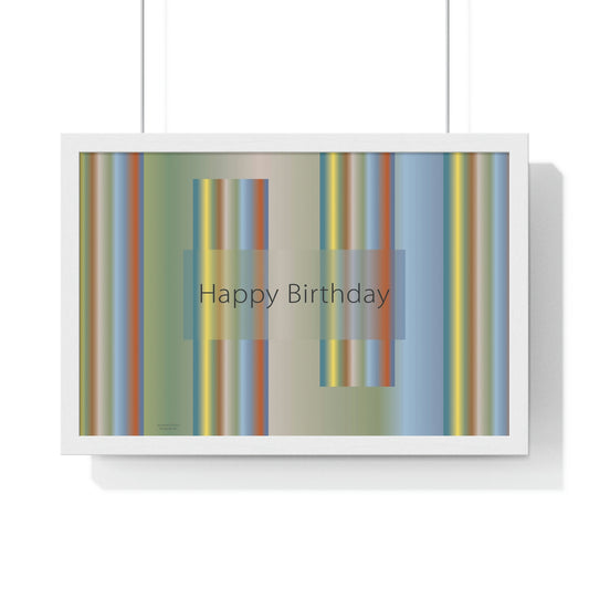 Premium Framed Horizontal Poster, 18“ × 12“ Happy Birthday - Design No.200