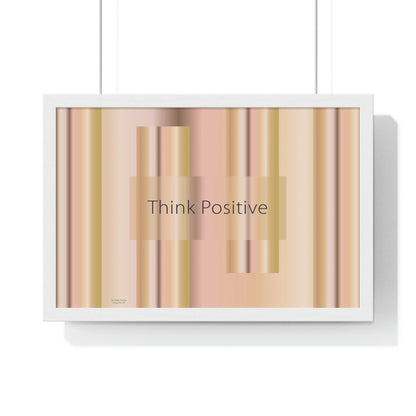 Premium Framed Horizontal Poster, 18“ × 12“ Think Positive - Design No.100
