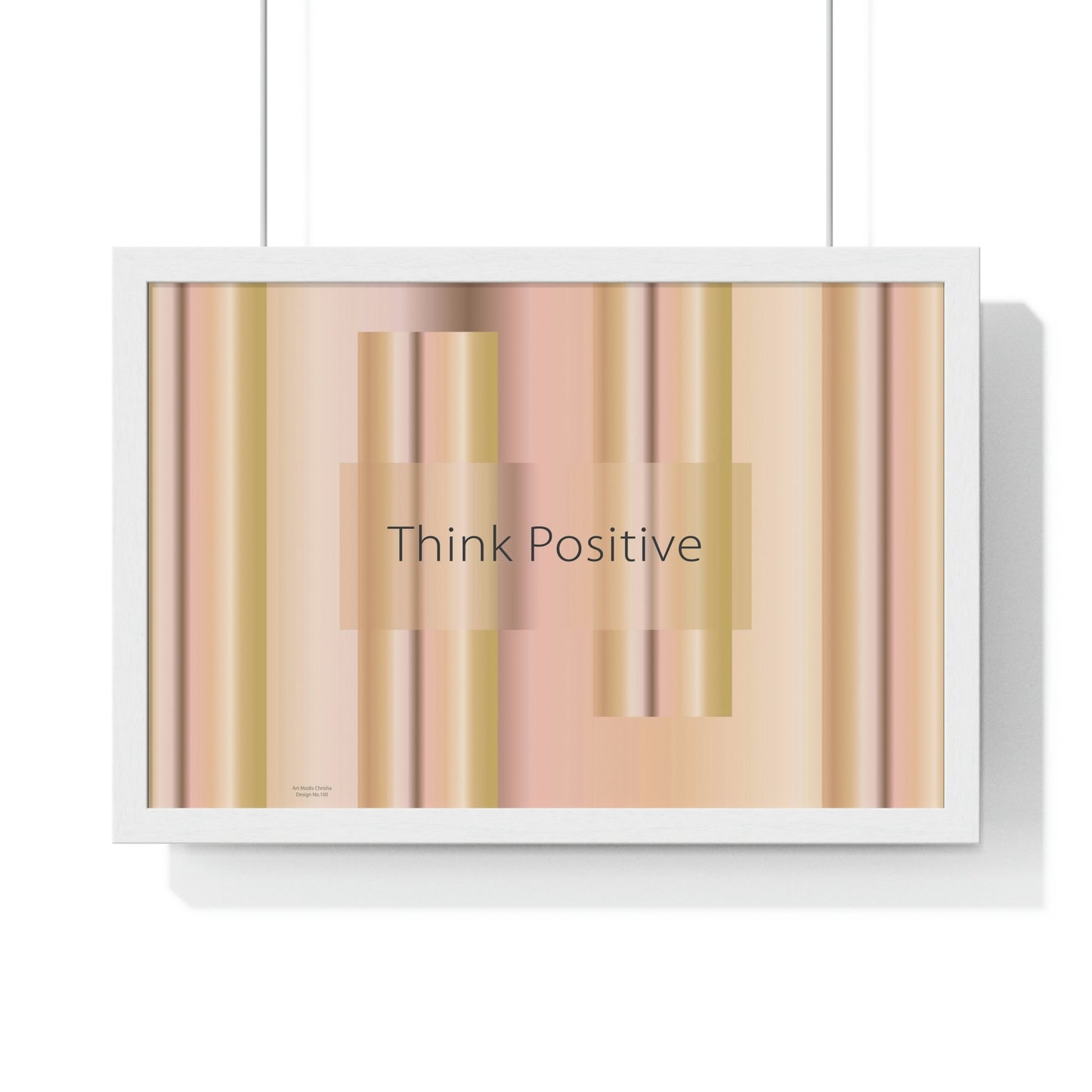 Premium Framed Horizontal Poster, 18“ × 12“ Think Positive - Design No.100