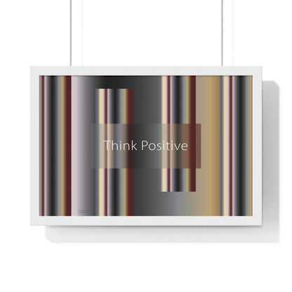 Premium Framed Horizontal Poster, 18“ × 12“ Think Positive - Design No.700
