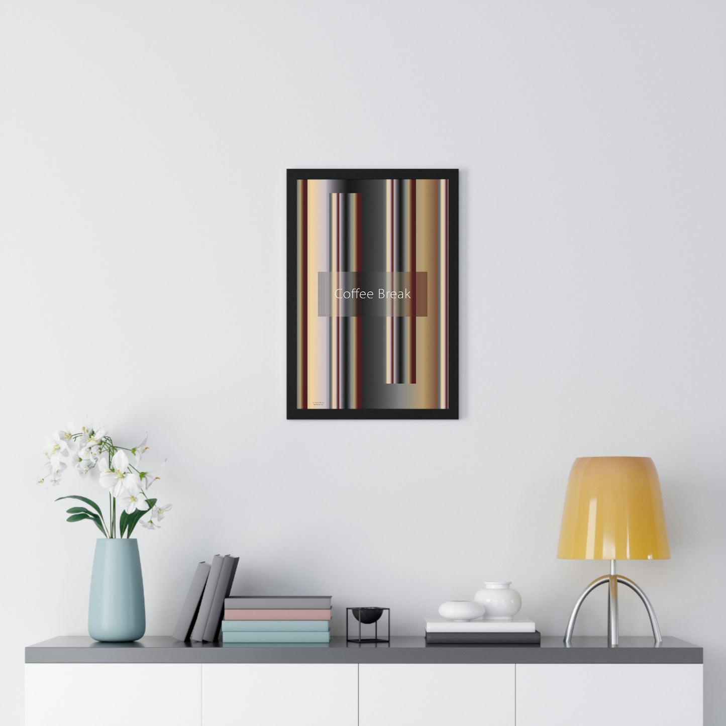 Premium Framed Vertical Poster 12″ × 18″ Coffee Break - Design No.700