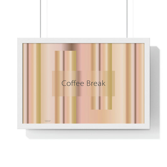 Premium Framed Horizontal Poster, 18“ × 12“ Coffee Break - Design No.100