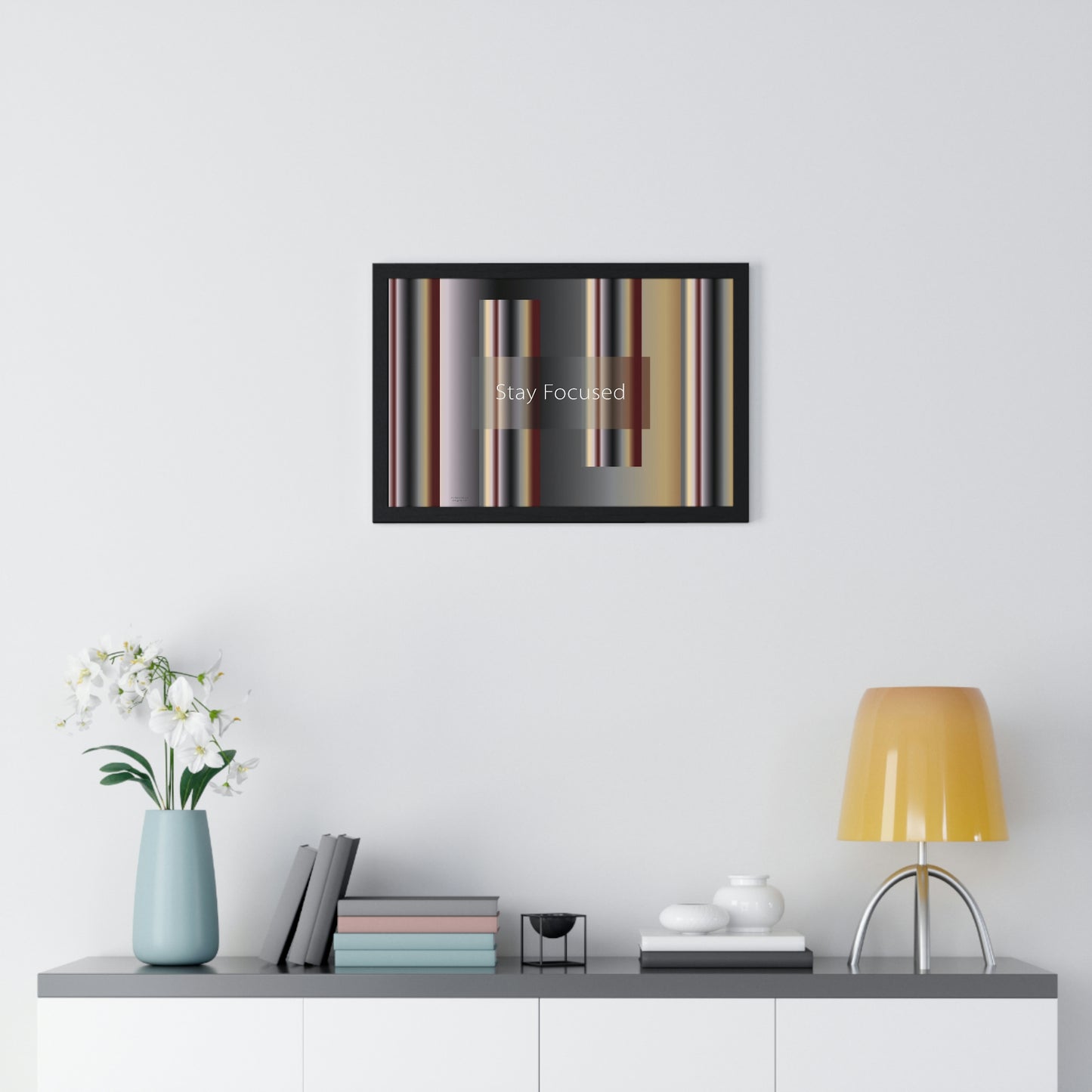 Premium Framed Horizontal Poster, 18“ × 12“ Stay Focused - Design No.700